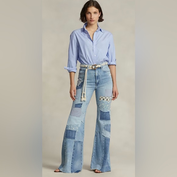 Polo Ralph Lauren The Flare Jeans Patchwork 70s Vintage...